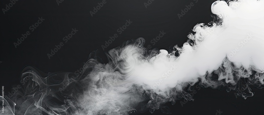 Poster The image displays white smoke on the right with a black area on the left, perfect for adding text or graphics. Copy space image. Place for adding text and design