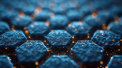 Graphene Molecular Grid Hexagonal Lattice of Carbon Atoms on Blue Background, Great for Science and...