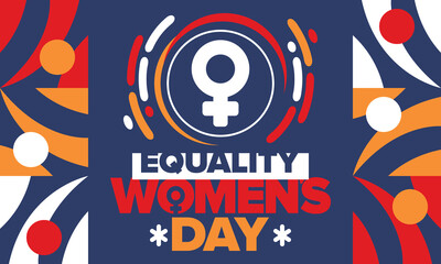 Fototapeta premium Women's Equality Day in United States. Female holiday, celebrated annually in August 26. Women right history month. Feminism concept. Poster, greeting card, banner and background. Vector illustration
