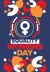 Fototapeta premium Women's Equality Day in United States. Female holiday, celebrated annually in August 26. Women right history month. Feminism concept. Poster, greeting card, banner and background. Vector illustration