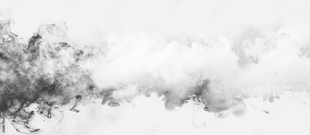 Poster The image displays white smoke on the right with a black area on the left, perfect for adding text or graphics. Copy space image. Place for adding text and design