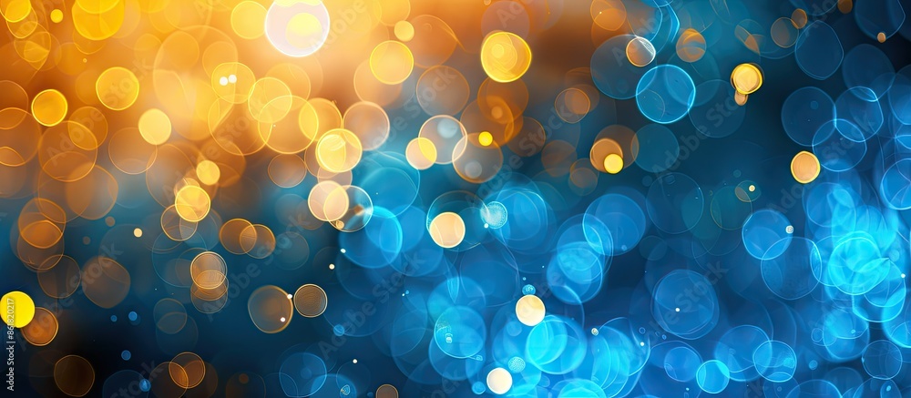 Leinwandbilder abstract background with blurred blue and yellow lights creating a bokeh effect, ideal for a copy sp
