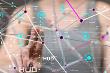 Neural network 3D illustration. Big data and cybersecurity - 3d