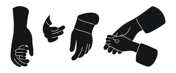 Different hand gestures set. Signs expressed by adults and children