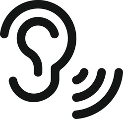 Ear with whisper lines icon. Flat style trend modern lineart logotype graphic art design isolated on white background