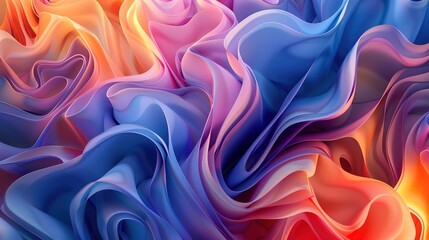 Obraz premium A captivating 3D abstract artwork featuring swirling organic forms in a gradient of vibrant colors.