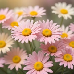 Fototapeta premium Pretty pink daisy meadow