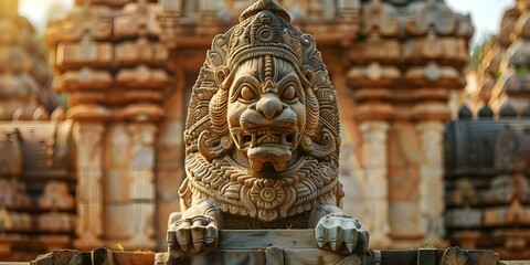 Fototapeta premium Hindu temple dedicated to Narasimha in Melkote South India. Concept Religious Temple, Hinduism, Narasimha Deity, Melkote, South India