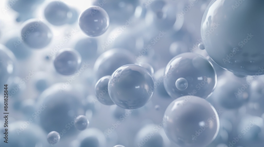 Poster abstract floating bubbles in soft light. generative ai.