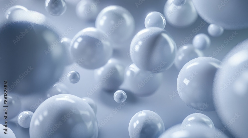 Poster abstract floating bubbles in soft light. generative ai.