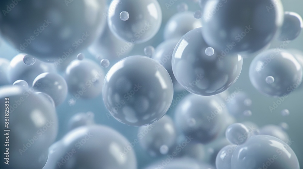 Poster abstract floating bubbles in soft light. generative ai.