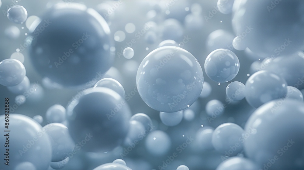 Poster abstract floating bubbles in soft light. generative ai.