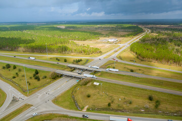 Observation of high speed highway freeway in United States from height