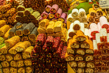 Typical Turkish Delights in the Egyptian Bazaar in Istanbul