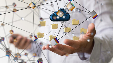 Cloud technology. Integrated digital web concept background