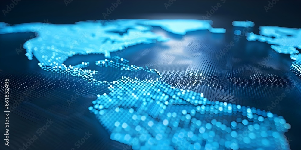 Aufkleber abstract world map symbolizes global data flow cyber technology connectivity and security. concept g