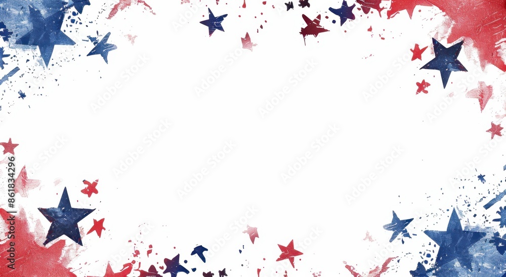 Poster a simple red, white and blue border with stars on the outer edge of each side, suitable for using as