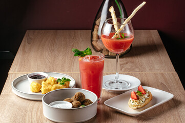 cocktail snacks. an aperitif for cocktails. cocktail bar menu