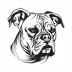 Bulldog face silhouette vector  illustration line design
