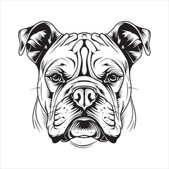Bulldog face silhouette vector  illustration line design