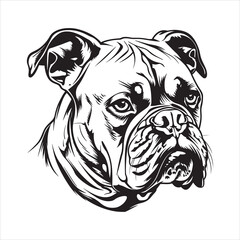 Bulldog face silhouette vector  illustration line design