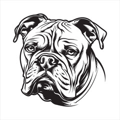 Bulldog face silhouette vector  illustration line design