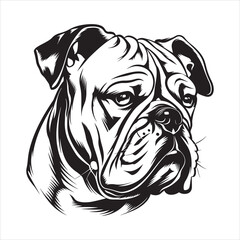Bulldog face silhouette vector  illustration line design