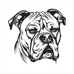 Bulldog face silhouette vector  illustration line design