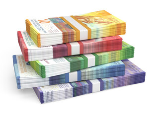Stacks of Swiss Franc banknotes