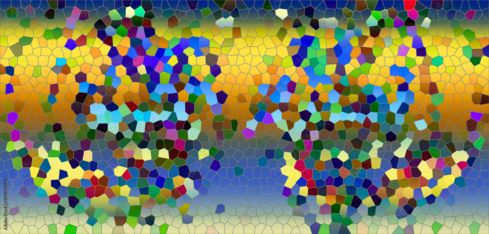 Poster colorful abstract mosaic background. multi-colored geometric shapes create vibrant texture. 3d rende