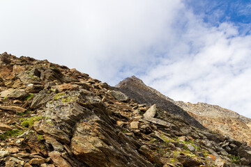 Summit of mountain Hinterer Seelenkogel in Ötztal Alps, South Tyrol, Italy