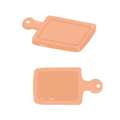 Two hand drawn wooden cutting boards on white background eps10 vector illustration