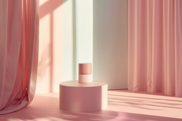 A canvas of light and shadow in soft pastel tones for a delicate product highlight