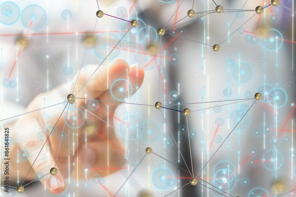 Poster neural network 3d illustration. big data and cybersecurity