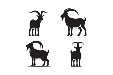Goats silhouette vector design set with black color. 