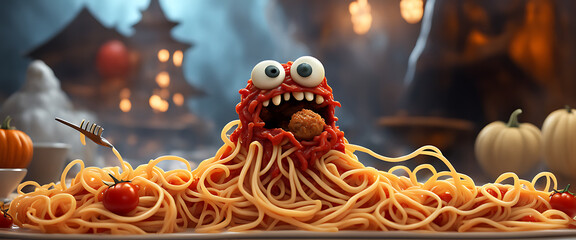  Spaghetti monster pasta flying halloween funny food pastafarian sauce cartoon. Pop spaghetti pasta monster dish scary head art spooky fun meatball humor tomato isolated atheist religious lunch holy. 