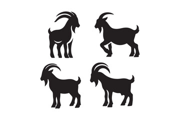 Goats silhouette vector design set with black color. 