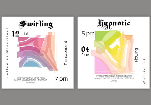 Social Media Square Post with Abstract Shuttered Glass Shape Simple on White Background