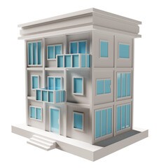 Blue door and window building. 3d rendering.	