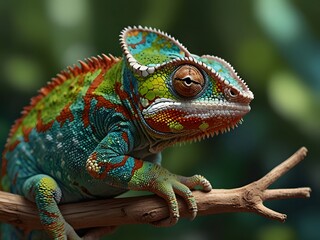  portrait of a colorful chameleon