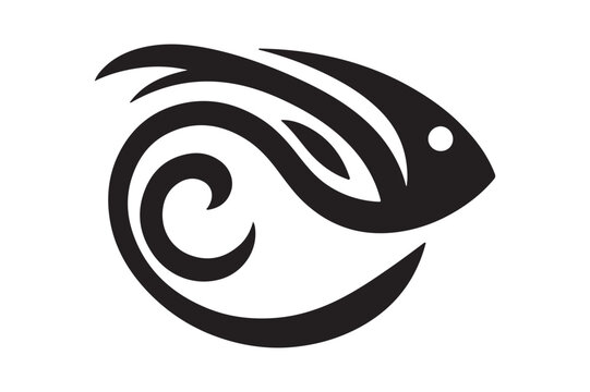 vector silhouette image of a fish logo icon