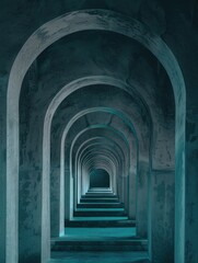 Hallway with arches and steps