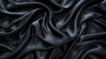 Fototapeta premium Black Satin Fabric Texture. Luxurious and Elegant Background