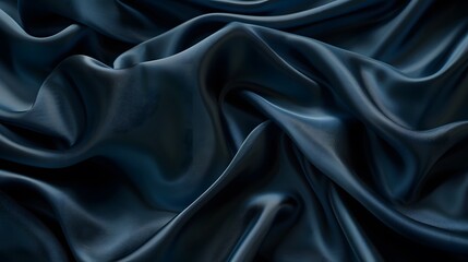Obraz premium Luxurious Dark Blue Silk Fabric Background. Smooth, Elegant, and Flowing