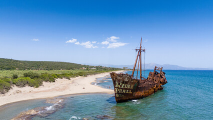 Dimitrios shipwreck located near the city of Gytheio, Southern Greece