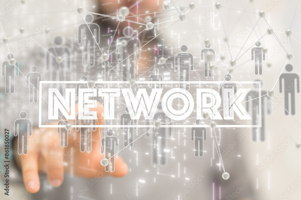 Poster conference digital network and data concept 3d