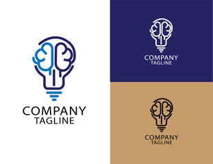 Creative brine bulb logo design vector illustration modern electric idea icon concept for branding and business identity