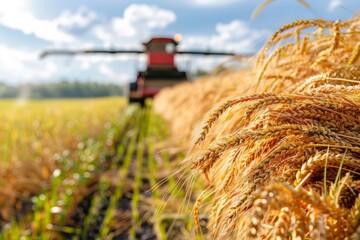 Close-Up of Organic Grain Harvesting with Vibrant Colors and High-Quality Farming Methods