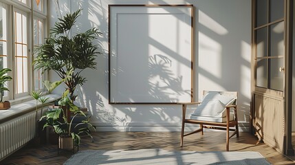 Mockup Frame in Scandi Living Room Interior 3D