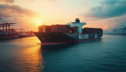 A freighter unloading containers at the harbor